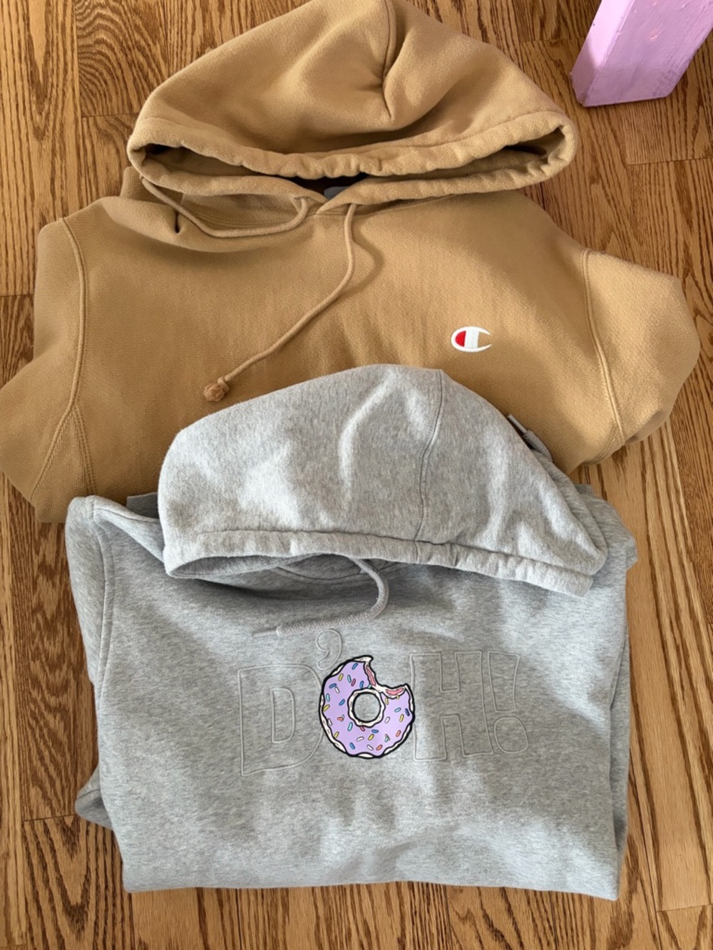 Hoodie lot of 2 - Adidas Simpson collab Gray Hoodie and Champion tan hoodie